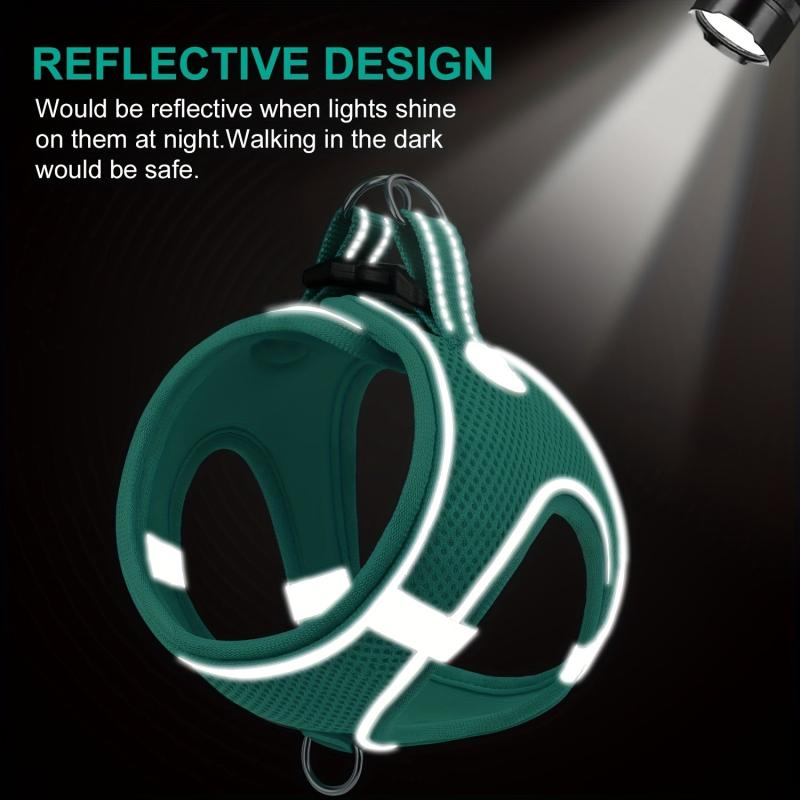 Reflective Dog Harness and Leash Set - Padded Nylon Leash and Mesh