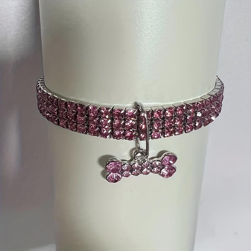 Sparkling Rhinestone Bone Pendant Pet Collar