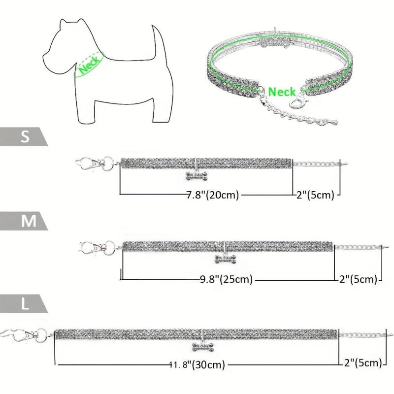 Sparkling Rhinestone Bone Pendant Pet Collar