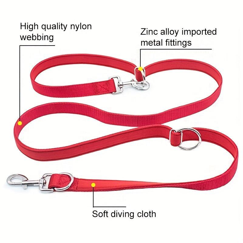 Nylon Double Leash for Puppies & Large Dogs