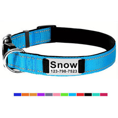 Reflective Dog Collar with Neoprene Padding - Adjustable Size