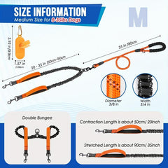 Reflective Dual Dog Leash 360 Swivel Tangle-Free Large Dogs Training Leash