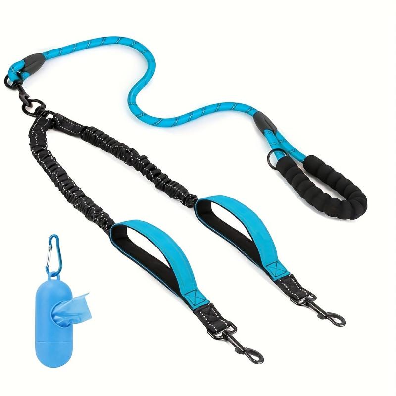 Reflective Dual Dog Leash 360 Swivel Tangle-Free Large Dogs Training Leash