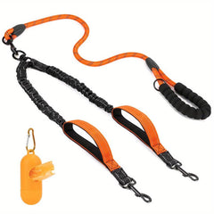 Reflective Dual Dog Leash 360 Swivel Tangle-Free Large Dogs Training Leash