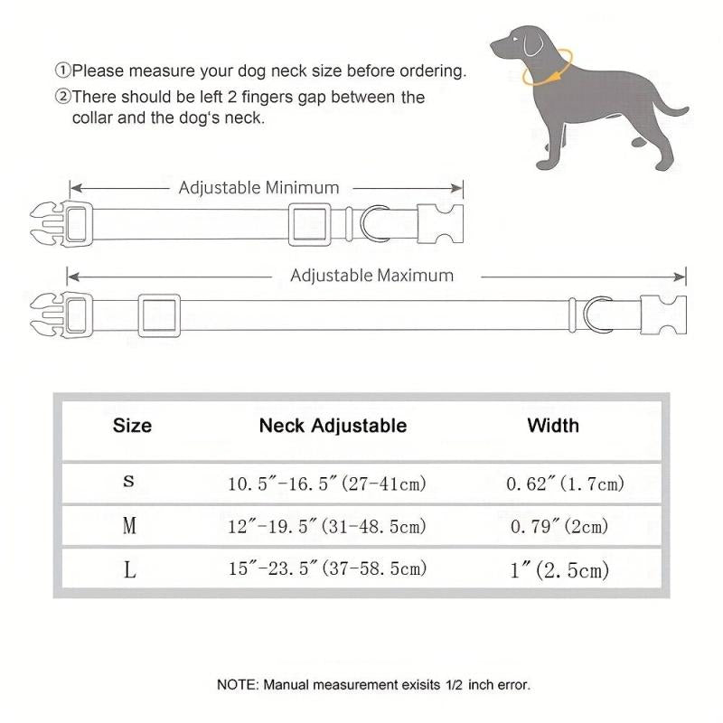 Custom Engraved Nylon Dog Collar with Metal Buckle
