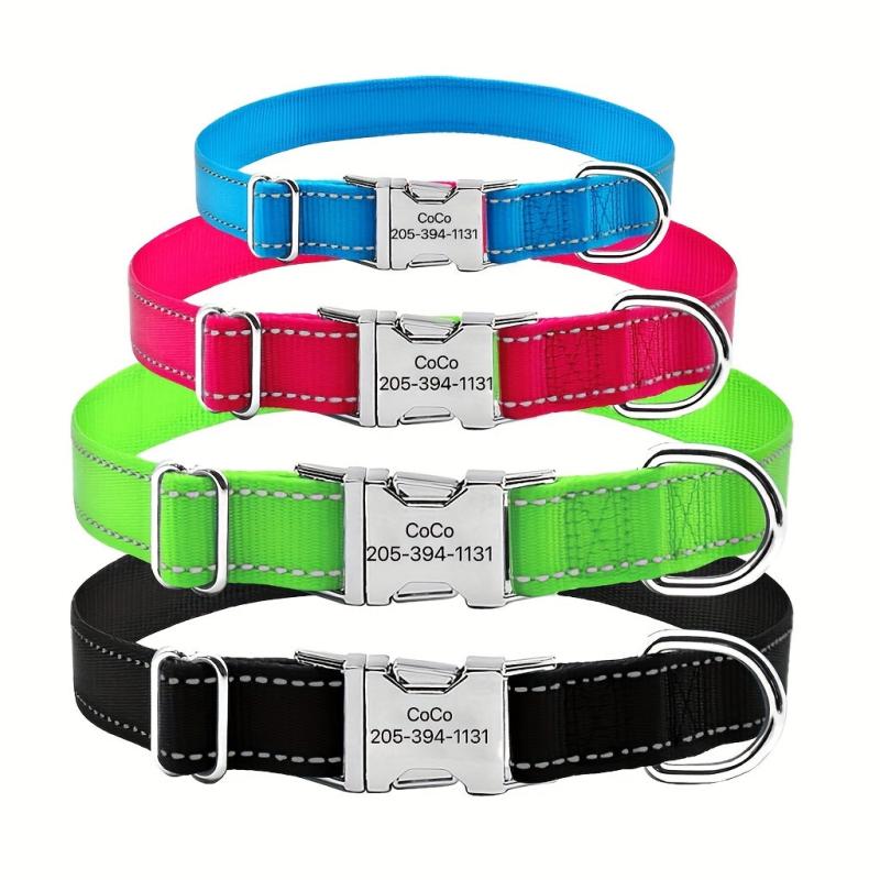 Custom Engraved Nylon Dog Collar with Metal Buckle