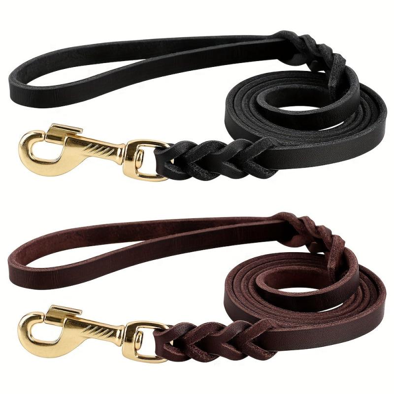 5ft Leather Dog Leash Durable Adjustable