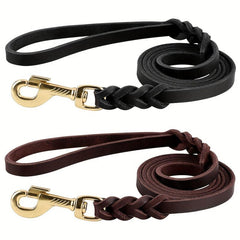 5ft Leather Dog Leash Durable Adjustable
