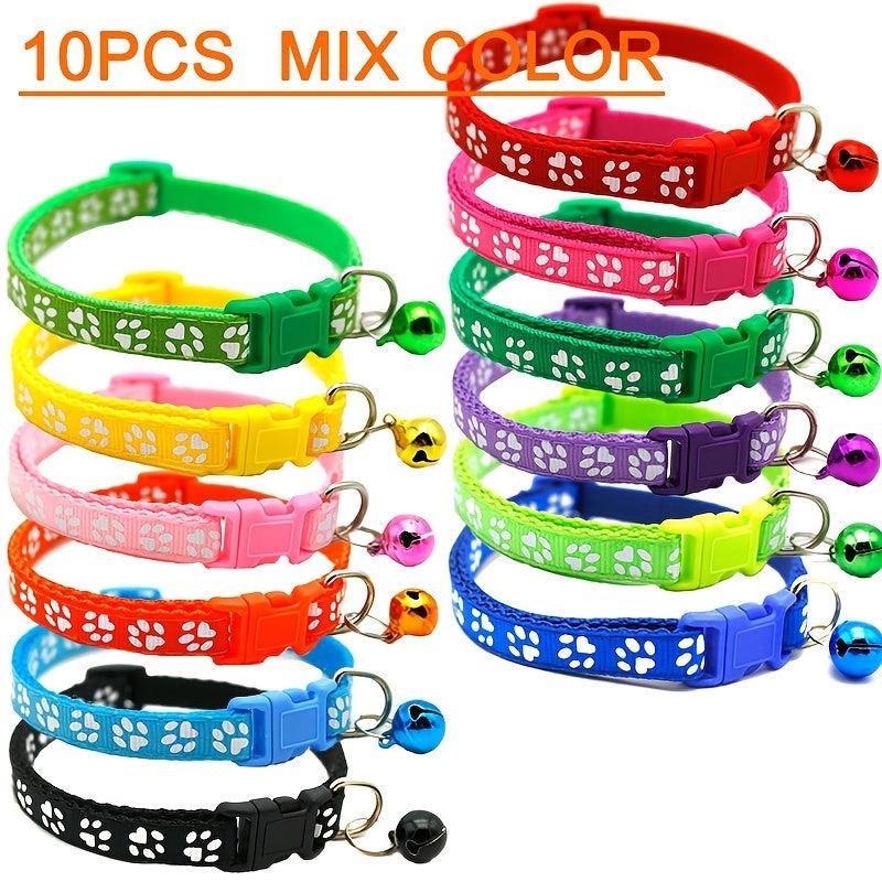 10pcs Pet Patch Collar with Bell - Variety of Vibrant Colors for Dogs and Cats