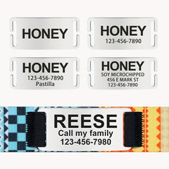 Boho Geometric Dog Collar Custom Engraved Name Plate