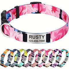 Boho Geometric Dog Collar Custom Engraved Name Plate