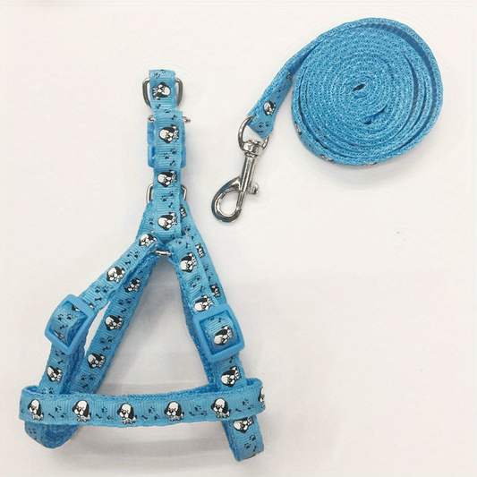 Stylish Printed Pet Harness with Leash for Outdoor Walking