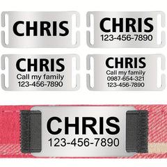 Plaid Bow Tie Dog Collar with ID Tag