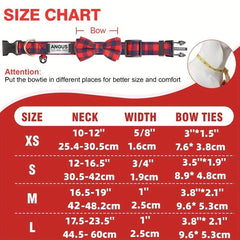Plaid Bow Tie Dog Collar with ID Tag