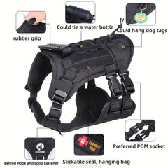 Heavy Duty Tactical Dog Harness For Large Dogs - No Pull Service Harness
