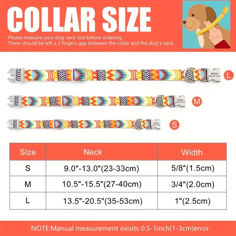 Personalized Adjustable Nylon Dog Collar with Engraved Name Buckle