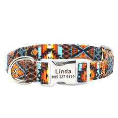 Personalized Adjustable Nylon Dog Collar with Engraved Name Buckle