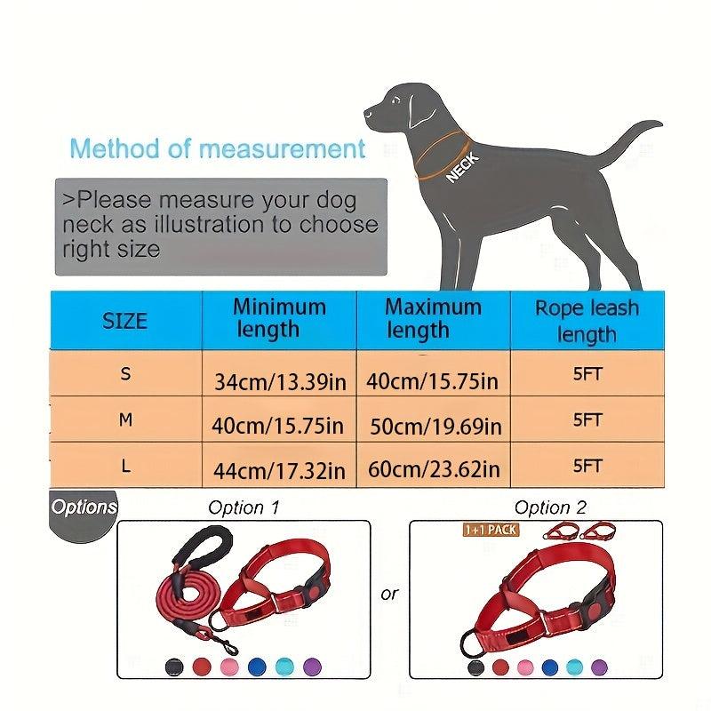 Reflective Dog Training Collar & Leash Set Small Medium Large Dogs