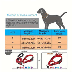 Reflective Dog Training Collar & Leash Set Small Medium Large Dogs