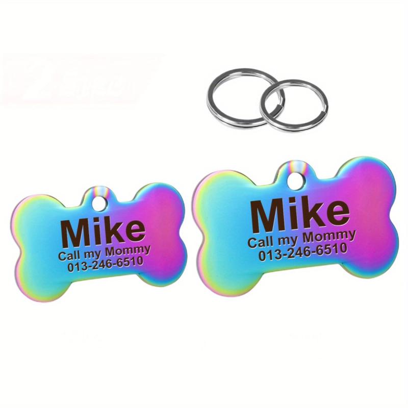 Personalized Stainless Steel Pet ID Tag Bone Shape with Name and Phone Number