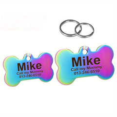 Personalized Stainless Steel Pet ID Tag Bone Shape with Name and Phone Number