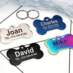 Personalized Stainless Steel Pet ID Tag Bone Shape with Name and Phone Number