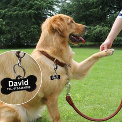 Personalized Stainless Steel Pet ID Tag Bone Shape with Name and Phone Number