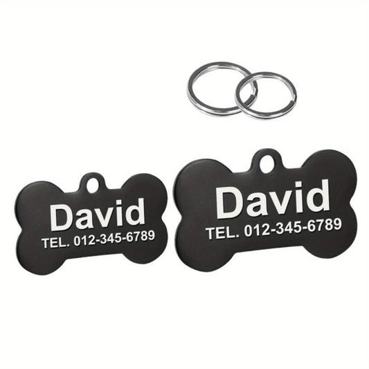 Personalized Stainless Steel Pet ID Tag Bone Shape with Name and Phone Number