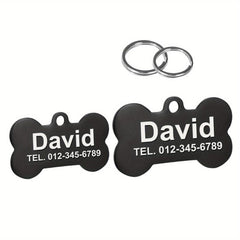 Personalized Stainless Steel Pet ID Tag Bone Shape with Name and Phone Number
