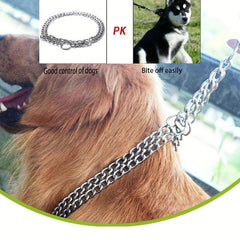 Adjustable Double Row Iron Chain Dog Collar
