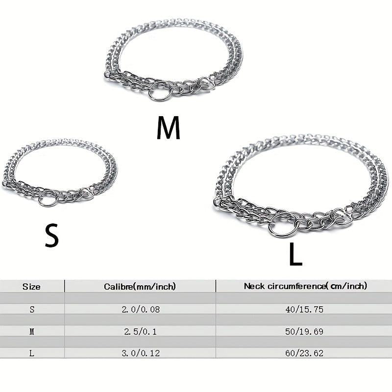 Adjustable Double Row Iron Chain Dog Collar