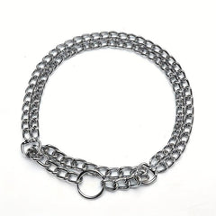 Adjustable Double Row Iron Chain Dog Collar