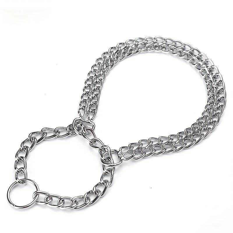 Adjustable Double Row Iron Chain Dog Collar