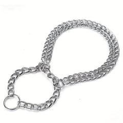 Adjustable Double Row Iron Chain Dog Collar