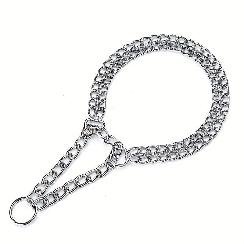 Adjustable Double Row Iron Chain Dog Collar