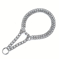 Adjustable Double Row Iron Chain Dog Collar