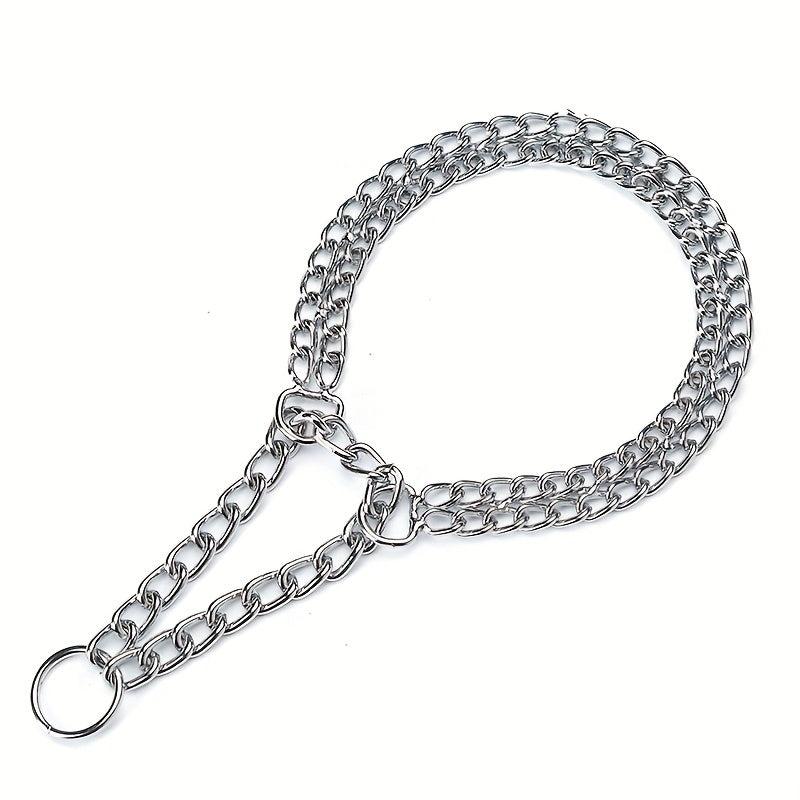Adjustable Double Row Iron Chain Dog Collar