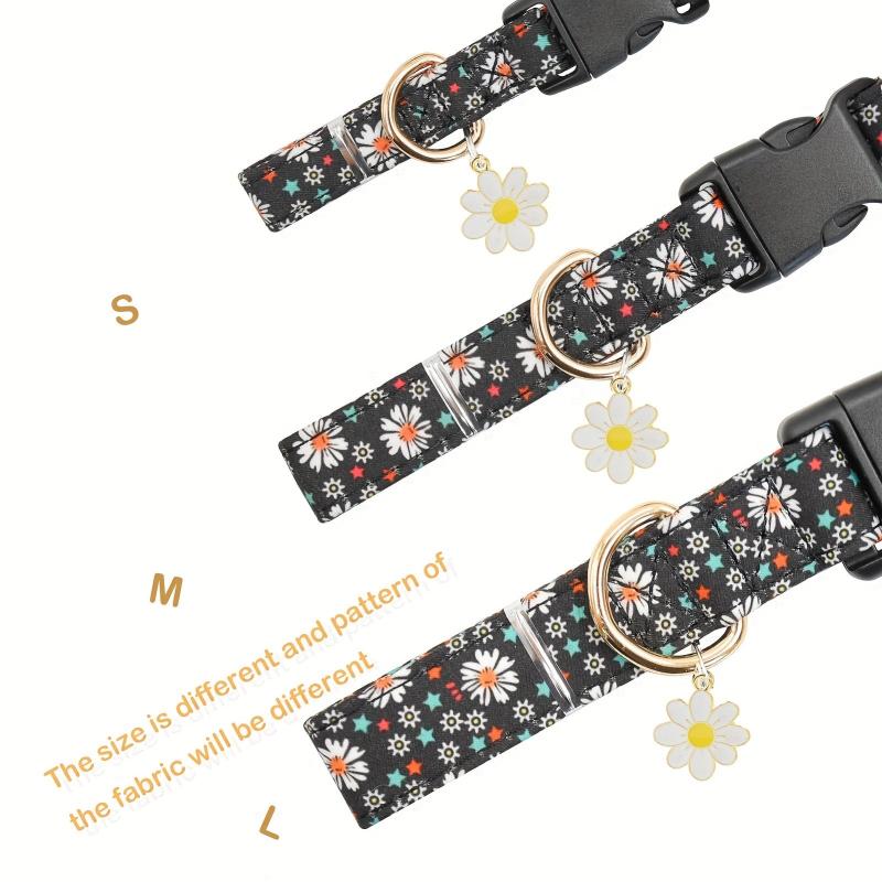 Adjustable Flower Pattern Dog Collar for Small Medium Large Dogs