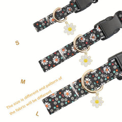 Adjustable Flower Pattern Dog Collar for Small Medium Large Dogs