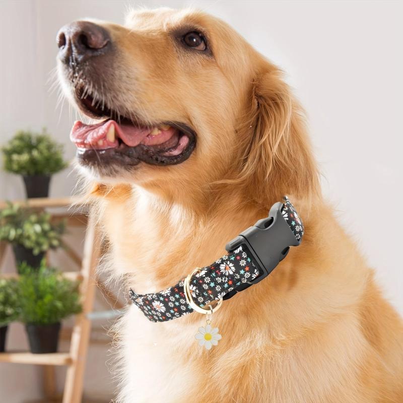 Adjustable Flower Pattern Dog Collar for Small Medium Large Dogs
