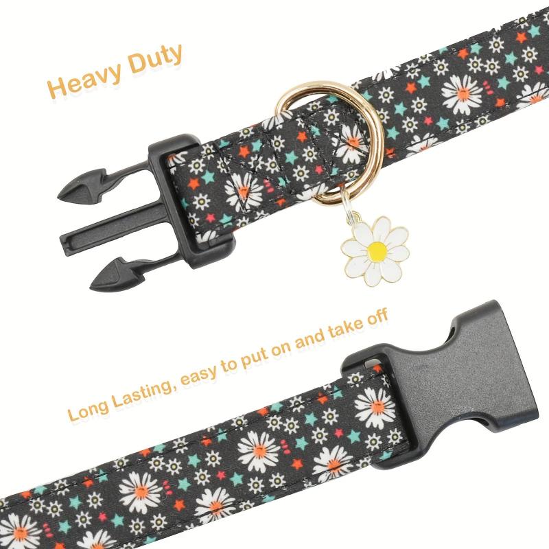 Adjustable Flower Pattern Dog Collar for Small Medium Large Dogs