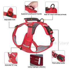 Adjustable No Pull Pet Harness for Dogs and Cats with Easy Control Handle