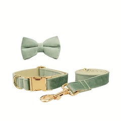 Velvet Dog Bow Tie Collar - Custom Dog Collar with Bow - Adjustable