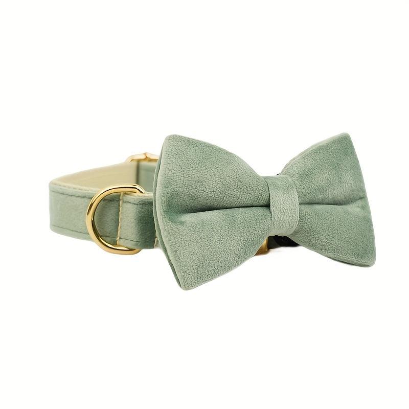 Velvet Dog Bow Tie Collar - Custom Dog Collar with Bow - Adjustable