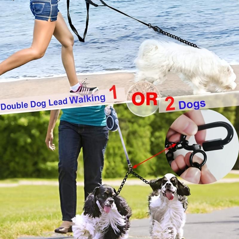 Double Ended Dog Leash Metal Lead For 1 Or 2 Dogs - Walking Coupler Solid Lead
