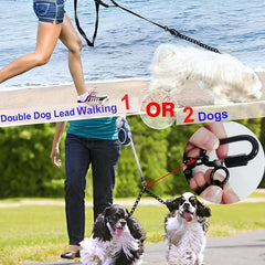 Double Ended Dog Leash Metal Lead For 1 Or 2 Dogs - Walking Coupler Solid Lead