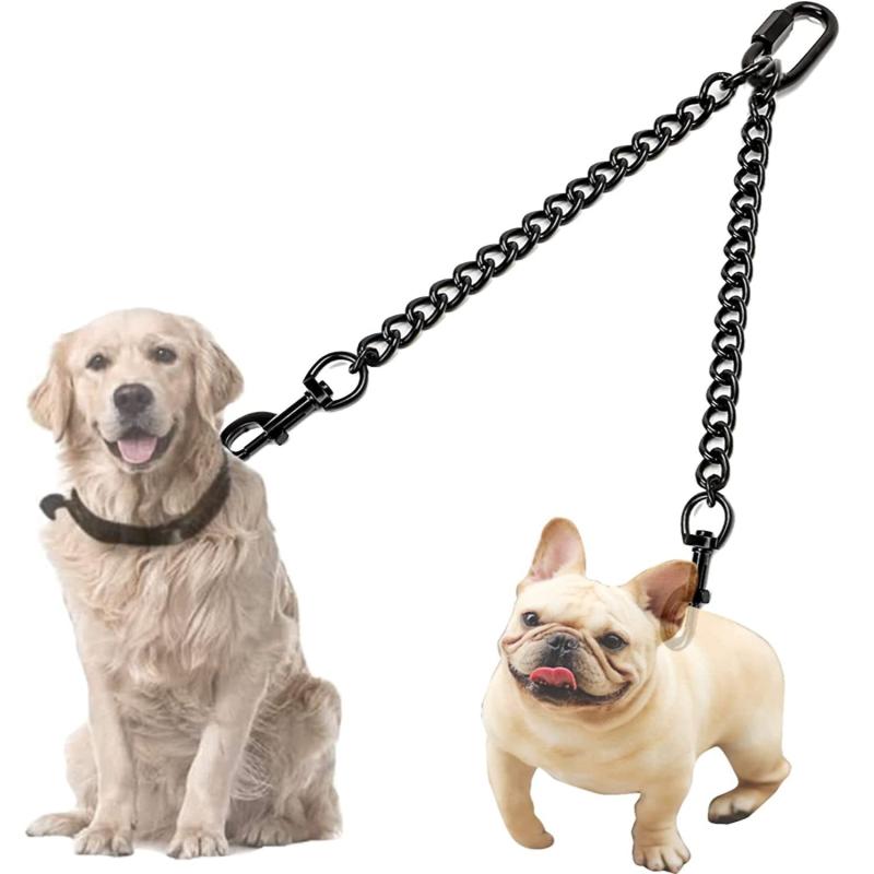 Double Ended Dog Leash Metal Lead For 1 Or 2 Dogs - Walking Coupler Solid Lead