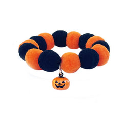 Halloween Dog Collar w/ Pumpkin Bell Elastic Adjustable Pet Accessory