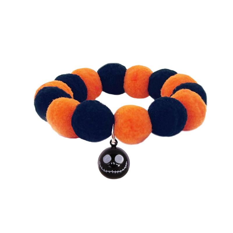 Halloween Dog Collar w/ Pumpkin Bell Elastic Adjustable Pet Accessory