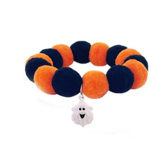 Halloween Dog Collar w/ Pumpkin Bell Elastic Adjustable Pet Accessory